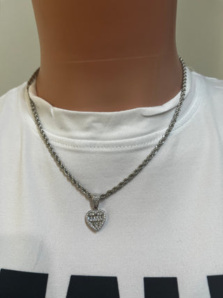 Mini Diamond Cut Heart Necklace